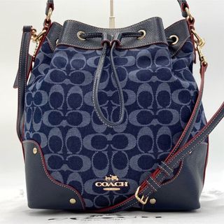 COACH - 未使用　コーチ　ショルダーバッグ　デニム　レザー　シグネチャー　巾着　2way