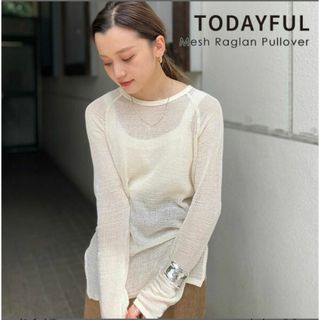 トゥデイフル(TODAYFUL)の【美品】TODAYFUL Mesh Raglan Pullover(カットソー(長袖/七分))