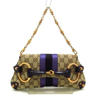 グッチ(Gucci)のGUCCI(グッチ) ハンドバッグ レディース美品  GG柄,ホースビット 129497 ベージュ×黒×パープル ジャガード×レザー(ハンドバッグ)