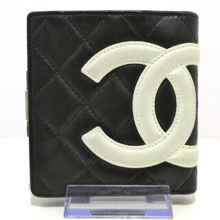 シャネル(CHANEL)のCHANEL(シャネル) 2つ折り財布 カンボンライン 黒 ラムスキン(財布)