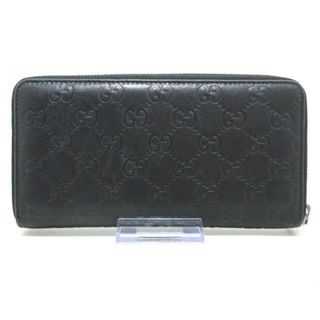 グッチ(Gucci)のGUCCI(グッチ) 長財布 シマライン 309713 黒 ラウンドファスナー レザー(財布)