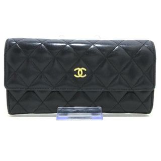 シャネル(CHANEL)のCHANEL(シャネル) 長財布 マトラッセ 黒 ラムスキン(財布)