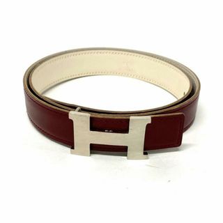 エルメス(Hermes)のHERMES(エルメス) ベルト 70 ミニコンスタンス ルージュアッシュ×白 リバーシブル/ゴールド金具 レザー(ベルト)