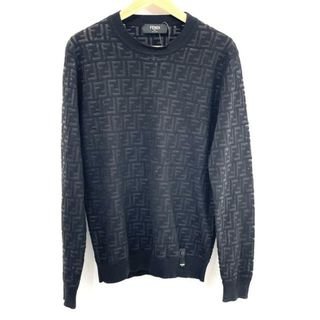 フェンディ(FENDI)のFENDI(フェンディ) 長袖セーター サイズ46 S メンズ FZY063 AAUQ 黒 ズッカ柄(ニット/セーター)