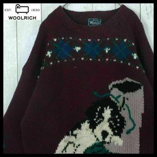 ウールリッチ(WOOLRICH)の【希少】80s ウールリッチ ニット セーター 古着 犬 アニマル柄 入手困難(ニット/セーター)