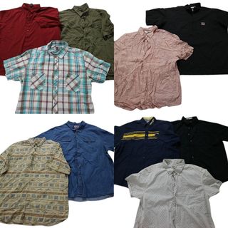 古着卸 まとめ売り ブランドMIX 半袖シャツ 10枚セット (メンズ 2XL /3XL ) ラングラー クイックシルバー MT2774(シャツ)