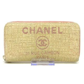 シャネル(CHANEL)のCHANEL(シャネル) 長財布 ドーヴィルライン アイボリー×ライトピンク ラメ/ラウンドファスナー/ココマーク/シルバー金具 ジャガード(財布)