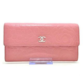 シャネル(CHANEL)のCHANEL(シャネル) 長財布 カメリア ピンク ラムスキン(財布)