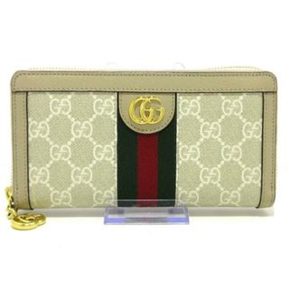 グッチ(Gucci)のGUCCI(グッチ) 長財布美品  オフィディア 523154 ベージュ PVC(塩化ビニール)×レザー(財布)