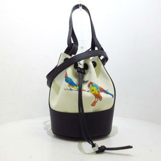 ロエベ(LOEWE)のLOEWE(ロエベ) ショルダーバッグ バルーンバッグ スモール 白×黒×マルチ Paula's Ibiza/2way キャンバス×レザー(ショルダーバッグ)