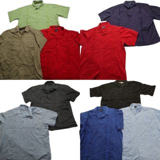 古着卸 まとめ売り キューバシャツ 半袖シャツ 10枚セット (メンズ 2XL /3XL /4XL ) カラー系 ブラック ブルー 開襟 MT2707(シャツ)