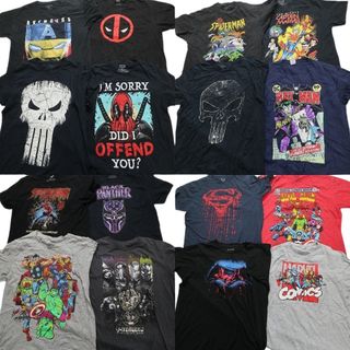 古着卸 まとめ売り マーベル DCコミック 半袖Tシャツ 16枚セット (メンズ L ) アベンジャーズ スーパーマン ブラックパンサー MT2701(その他)