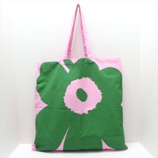 マリメッコ(marimekko)のmarimekko(マリメッコ) トートバッグ美品  - ピンク×グリーン フラワー(花)/ノベルティ コットン(トートバッグ)