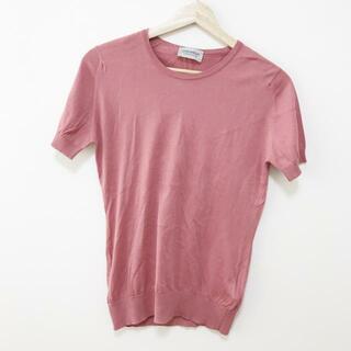 ジョンスメドレー(JOHN SMEDLEY)のJOHN SMEDLEY(ジョンスメドレー) 半袖カットソー サイズM レディース - ピンク クルーネック/ニット(カットソー(半袖/袖なし))