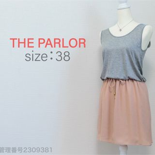 THE PARLOR シルク混　ノースリーブ　ひざ丈ワンピース　ウエストゴム入り(ひざ丈ワンピース)