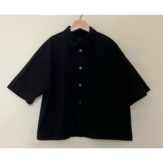 MUJI (無印良品) - 【送料込】婦人　涼感　ブロードレギュラーカラー半袖シャツ　黒L