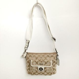 コーチ(COACH)のCOACH(コーチ) ショルダーバッグ シグネチャー柄 ベージュ×白 型押し加工 ジャガード×レザー×キャンバス(ショルダーバッグ)