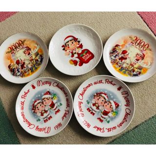 【非売品】ペコちゃん お皿 クリスマスプレート 5枚セット(食器)