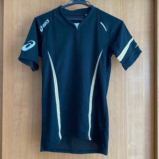 アシックス(asics)のアシックス　スポーツウェア　トップス　ブラック　黒色　Mサイズ　バレー　(Tシャツ(半袖/袖なし))