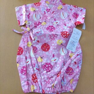 新品ロンパース甚平　50〜60　女の子　新生児　日本製(甚平/浴衣)