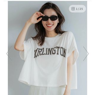 coca 袖ロールアップロゴTシャツ