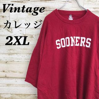 【k3268】USA古着ヴィンテージカレッジプリント半袖Tシャツラッセル2XL(Tシャツ/カットソー(半袖/袖なし))