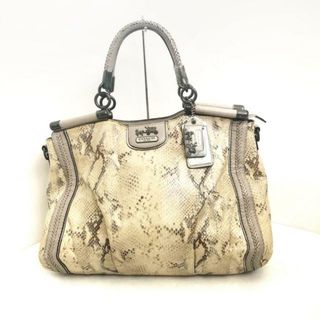 コーチ(COACH)のCOACH(コーチ) ハンドバッグ - 19647 アイボリー×グレー×マルチ パイソン×レザー(ハンドバッグ)