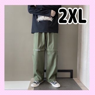 【2way】カーゴパンツ　ワークパンツ　半ズボン　2XL 　ストリート　韓国(ワークパンツ/カーゴパンツ)