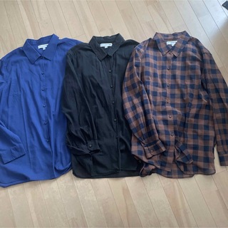 ユニクロ(UNIQLO)のUNIQLO イネス　コットンシアーシャツ　3色セット　XLサイズ(シャツ/ブラウス(長袖/七分))