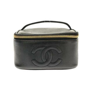 シャネル(CHANEL)のCHANEL(シャネル) バニティバッグ - 黒 ココマーク/ゴールド金具 キャビアスキン(その他)