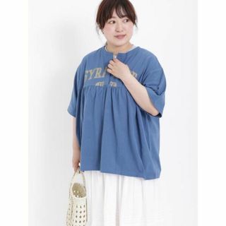 美品★切替ギャザースキッパーTシャツ＊ブルー