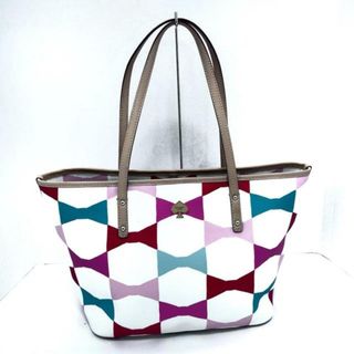 kate spade new york - Kate spade(ケイトスペード) トートバッグ - 白×ピンク×マルチ リボン PVC(塩化ビニール)×レザー