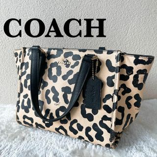 コーチ(COACH)の美品✨COACH コーチハンドバッグトートバッグスモークピンクブラック総柄(ショルダーバッグ)