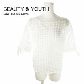 BEAUTY&YOUTH UNITED ARROWS - B&Y 五分袖カットソー シアー リボン チェック 白 210226MN2A