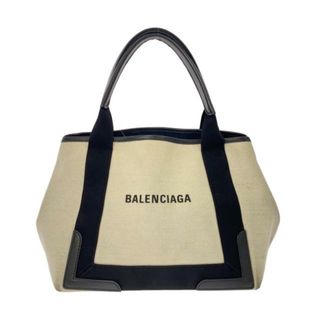 バレンシアガ(Balenciaga)のBALENCIAGA(バレンシアガ) トートバッグ ネイビーカバスS 339933 アイボリー×黒 キャンバス×レザー(トートバッグ)