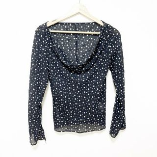 ランバンコレクション(LANVIN COLLECTION)のLANVIN COLLECTION(ランバンコレクション) 長袖カットソー サイズ36 S レディース - ダークネイビー×アイボリー ドット柄/シースルー(カットソー(長袖/七分))