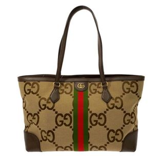 グッチ(Gucci)のGUCCI(グッチ) トートバッグ オフィディア/ジャンボGG 631685 ベージュ×ダークブラウン×マルチ ジャガード×レザー(トートバッグ)