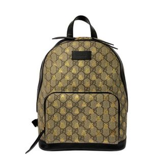 グッチ(Gucci)のGUCCI(グッチ) リュックサック GGスプリーム ビー 427042 ベージュ×ダークブラウン×黒 PVC(塩化ビニール)×レザー(リュック/バックパック)