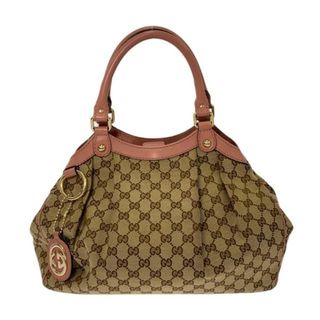 グッチ(Gucci)のGUCCI(グッチ) トートバッグ スーキ/GG柄 211944 ベージュ×ダークブラウン×ピンク ジャガード×レザー(トートバッグ)