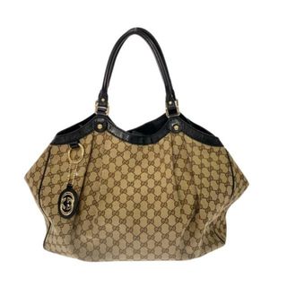 グッチ(Gucci)のGUCCI(グッチ) トートバッグ GG柄/スーキー/シマライン 211943 ベージュ×ダークブラウン×黒 ジャガード×レザー(トートバッグ)