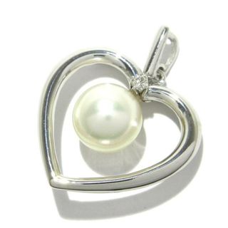 ミキモト(MIKIMOTO)のmikimoto(ミキモト) ペンダントトップ美品  - K18WG×白×ダイヤモンド パール ハート/1Pダイヤ(その他)