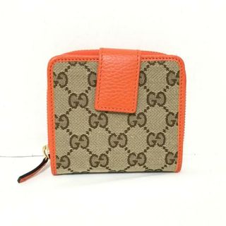 グッチ(Gucci)のGUCCI(グッチ) 2つ折り財布 GG柄 346056 ベージュ×ダークブラウン×オレンジ	 ラウンドファスナー ジャガード×レザー	(財布)