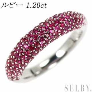 K18WG ルビー リング 1.20ct パヴェ(リング(指輪))