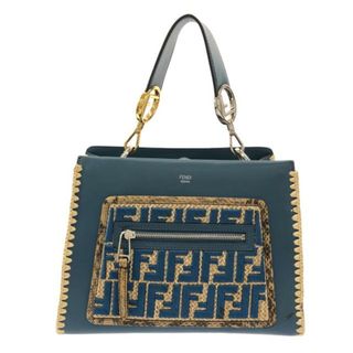 フェンディ(FENDI)のFENDI(フェンディ) ハンドバッグ ラナウェイスモール 8BH344 ブルーグリーン×ブラウン×アイボリー レザー×パイソン×ストロー(ハンドバッグ)