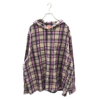 シュプリーム(Supreme)のSUPREME シュプリーム 24SS Printed Hooded Flannel Shirt Pink バックロゴ プリンテッド フーデット フード フランネル 長袖 シャツ ピンク(シャツ)