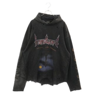 バレンシアガ(Balenciaga)のBALENCIAGA バレンシアガ 23SS Paris Moon UpsideDown Hoodie パリ ムーン アップサイドダウン 再構築プルオーバーパーカー 698156 TOVT4 ブラック(パーカー)