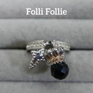 フォリフォリ(Folli Follie)の【匿名配送】 フォリフォリ リング 指輪 シルバー 12号 ストーン 黒(リング(指輪))