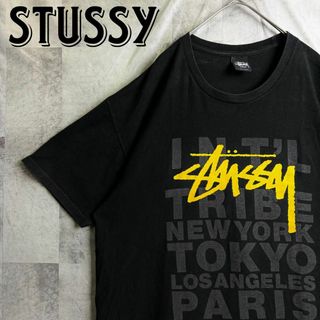 STUSSY - 美品 ステューシー Tシャツ 半袖 デカロゴ バックロゴ ブラック L