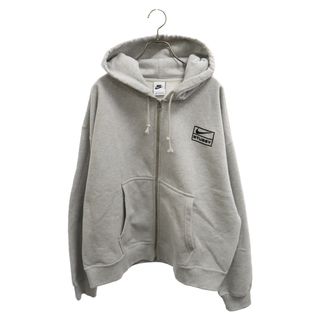 ステューシー(STUSSY)のSTUSSY ステューシー × NIKE U Nrg F Fz Flc Hoodie FJ9181-050 フロントロゴプリント ジップアップパーカー スウェット グレー(パーカー)