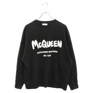 アレキサンダーマックイーン(Alexander McQueen)のAlexander McQueen アレキサンダーマックイーン グラフィックプリントクルーネックスウェットトレーナー フロントロゴ ブラック 659975QZAD5(スウェット)